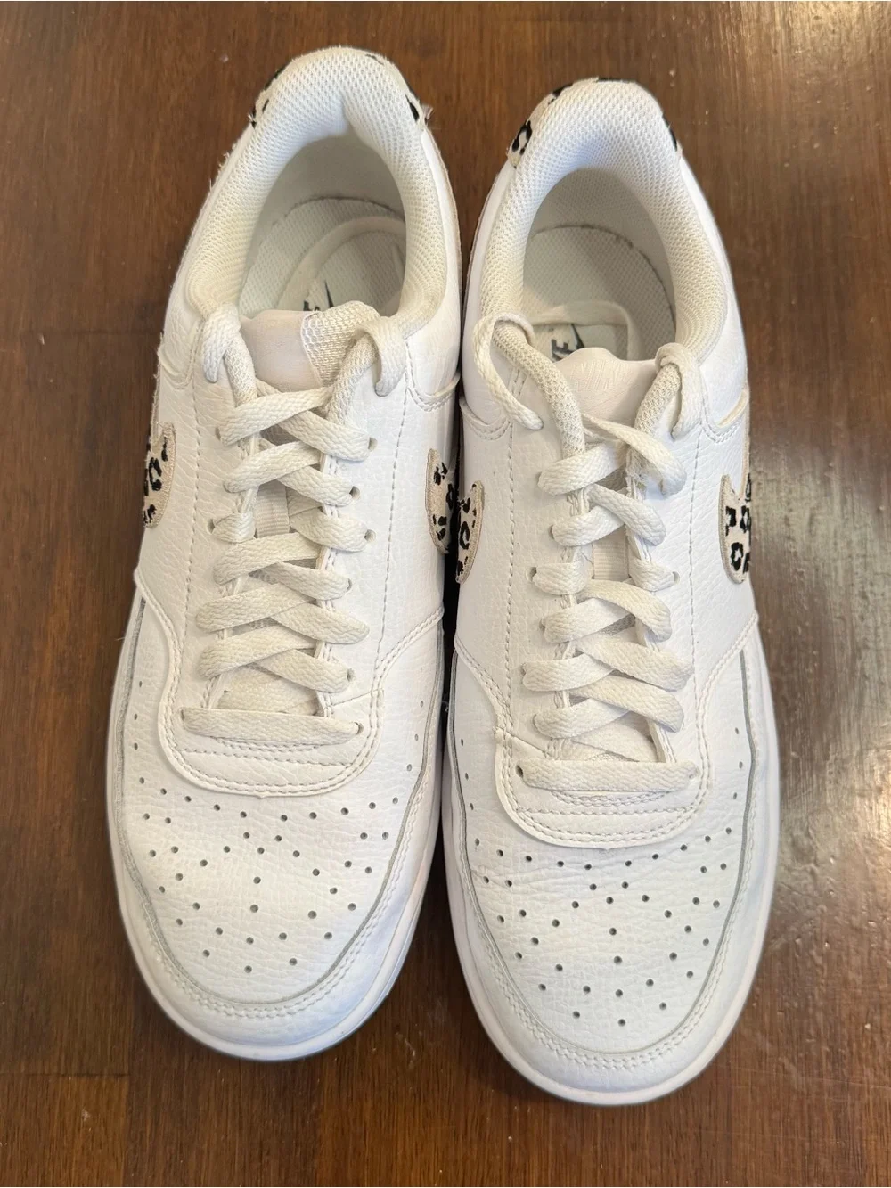 Nike Court Vision Womens Low Shoes Leopard Swoosh Sneakers Size 10 DD9665-100
